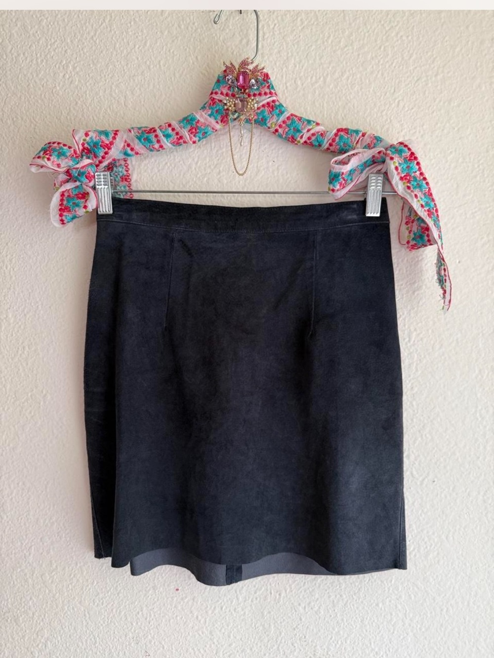 OG American Apparel Black Blue Suede Mini Skirt S